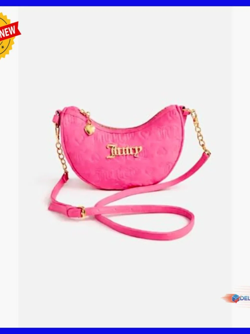 Mini Hobo Bag with Adjustable Crossbody Strap, Gold Hardware, Embossed Logo - Picture 4 of 5